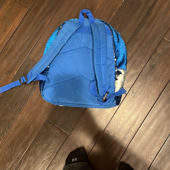 Women Starry Sequin Backpack - Blue and Silver Sequins